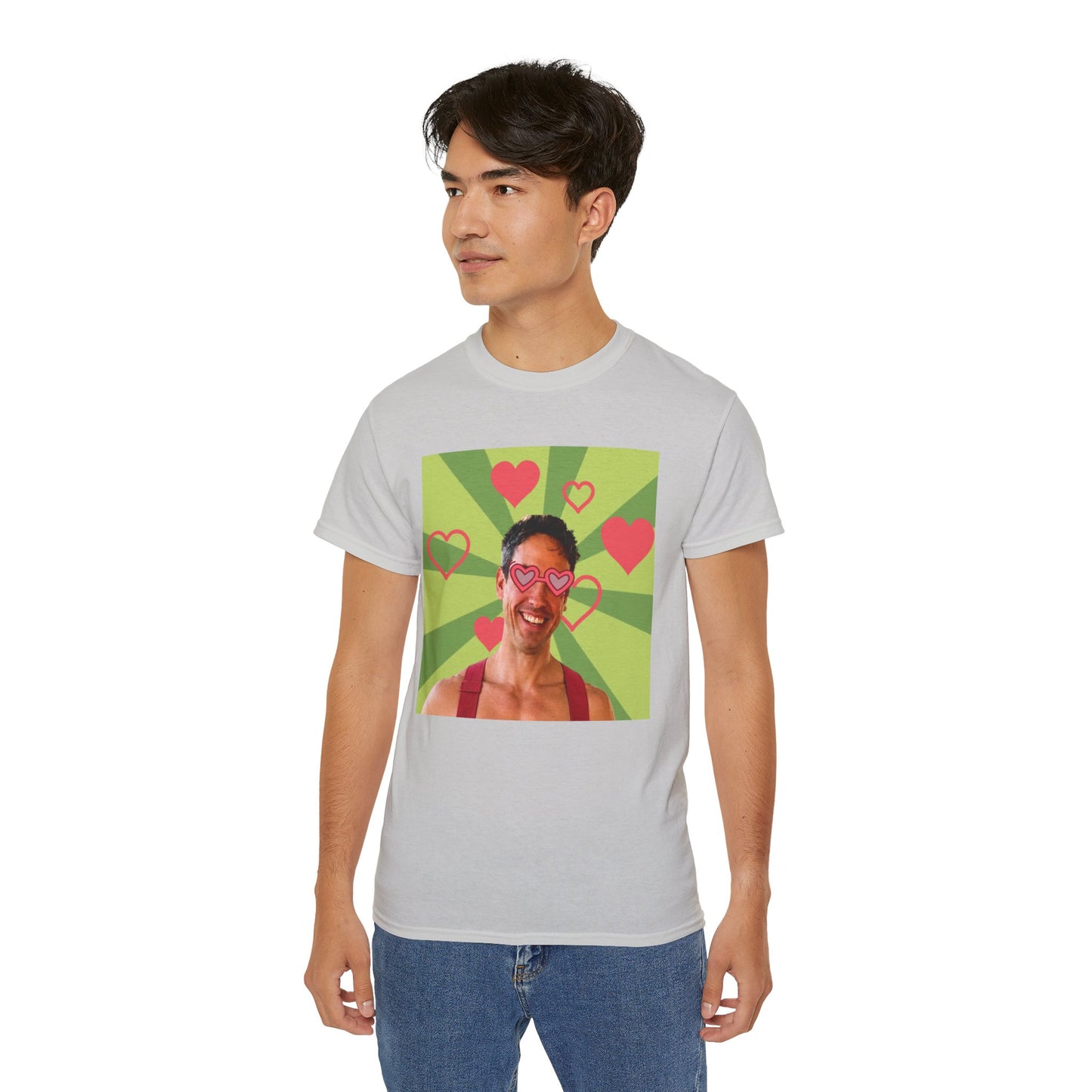 Retro Pop Art Love Tee — Heart Sunglasses Photo Graphic T-Shirt