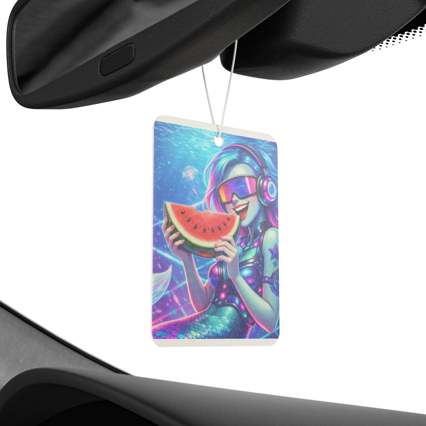 Mermaid V1bes Car Air Freshener — Neon Summer Watermelon Design