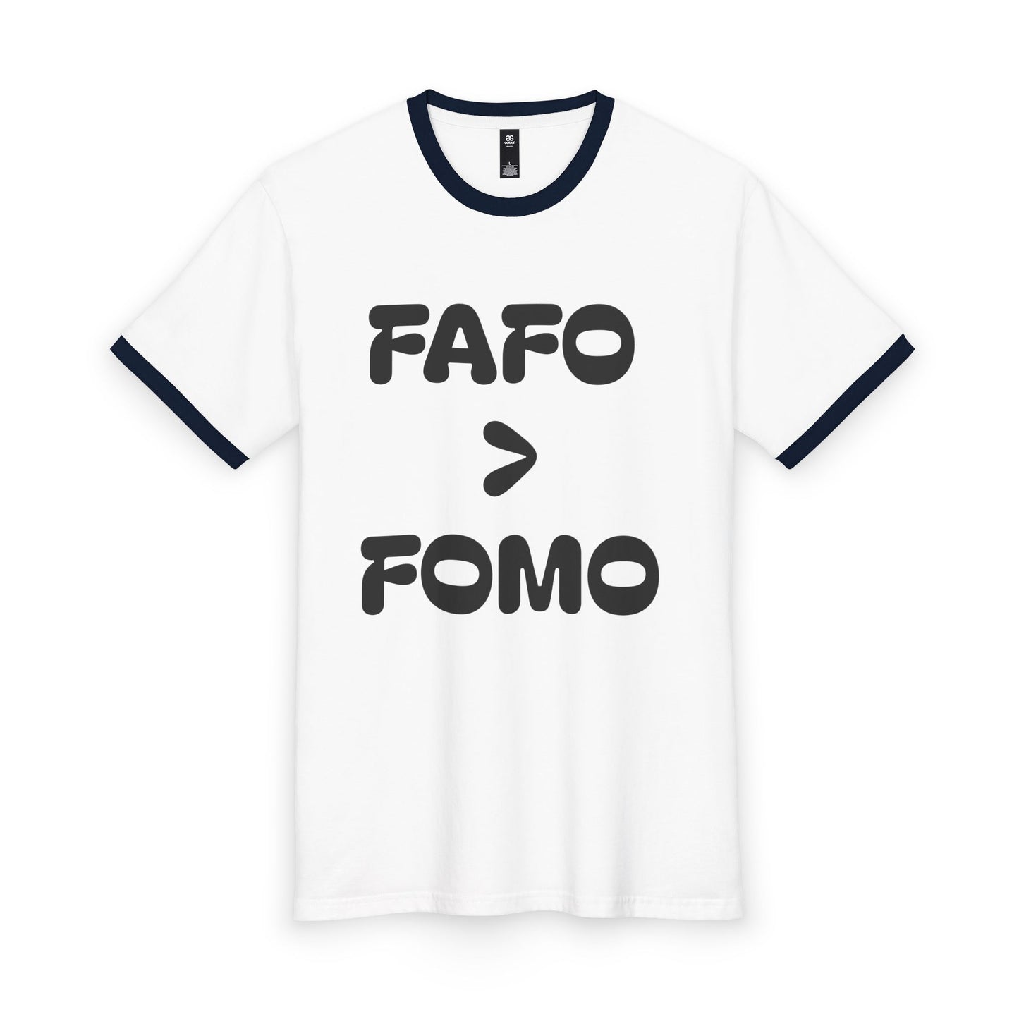 FAFO > FOMO Ringer Tee — Funny Statement Men's Graphic T‑Shirt