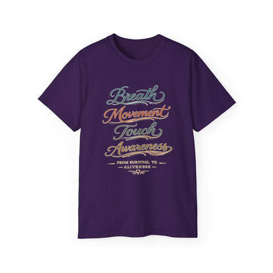 Breath Movement Touch Awareness Tee — Mindfulness Graphic T-Shirt