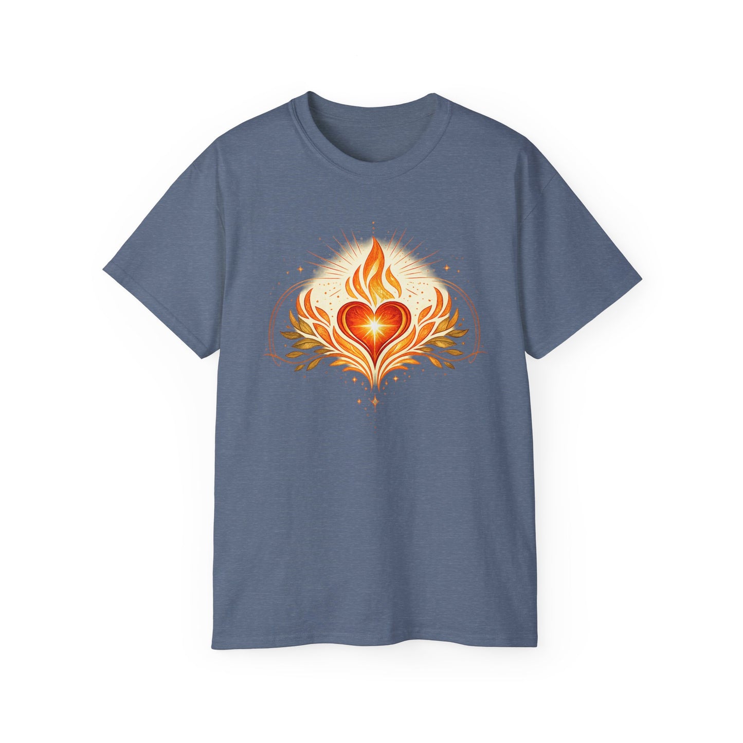 Flaming Heart Tee — Spiritual Heart Flame Graphic T-Shirt