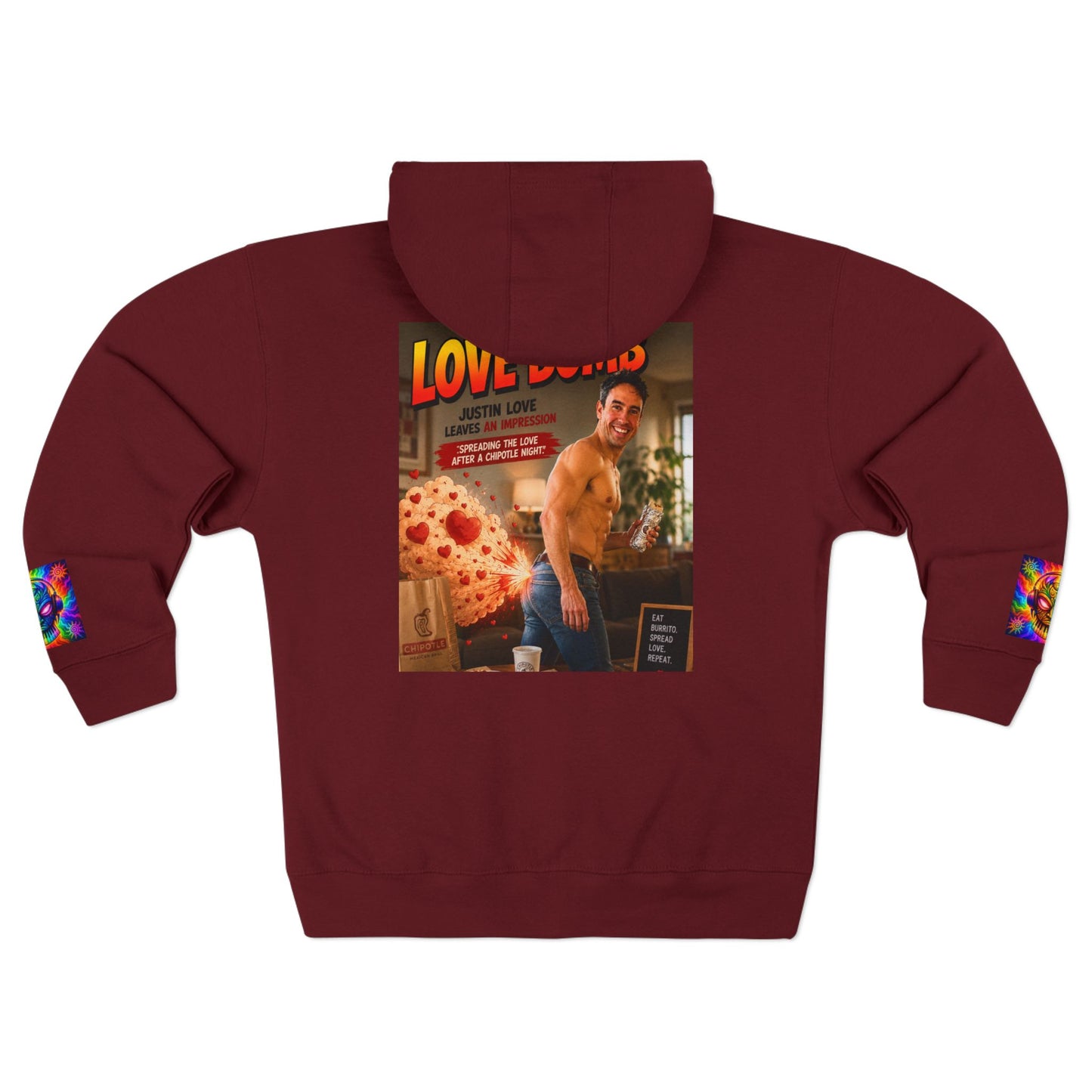 Love Bomb Retro Movie Poster Zip Hoodie