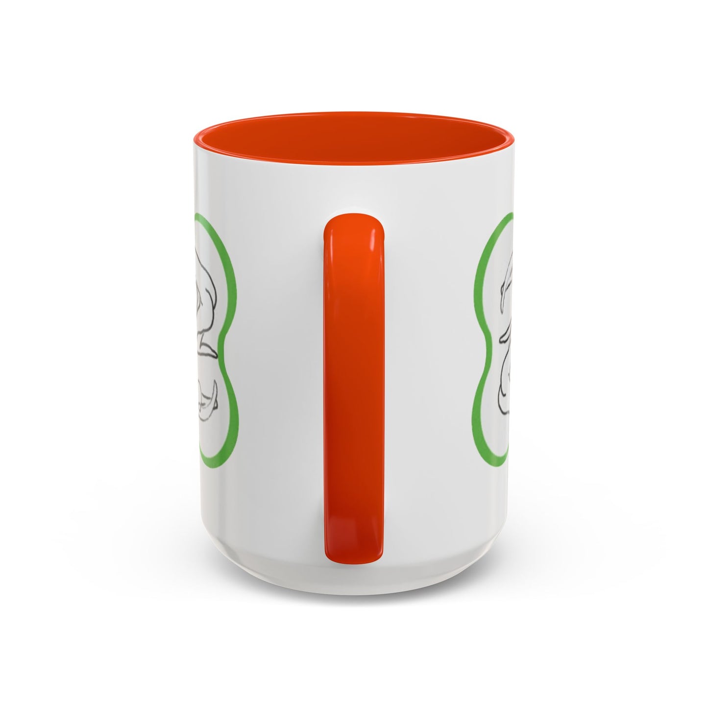 11oz/15oz Ceramic Mug — Minimal Line Art Somatic Embrace Design in Green Frame