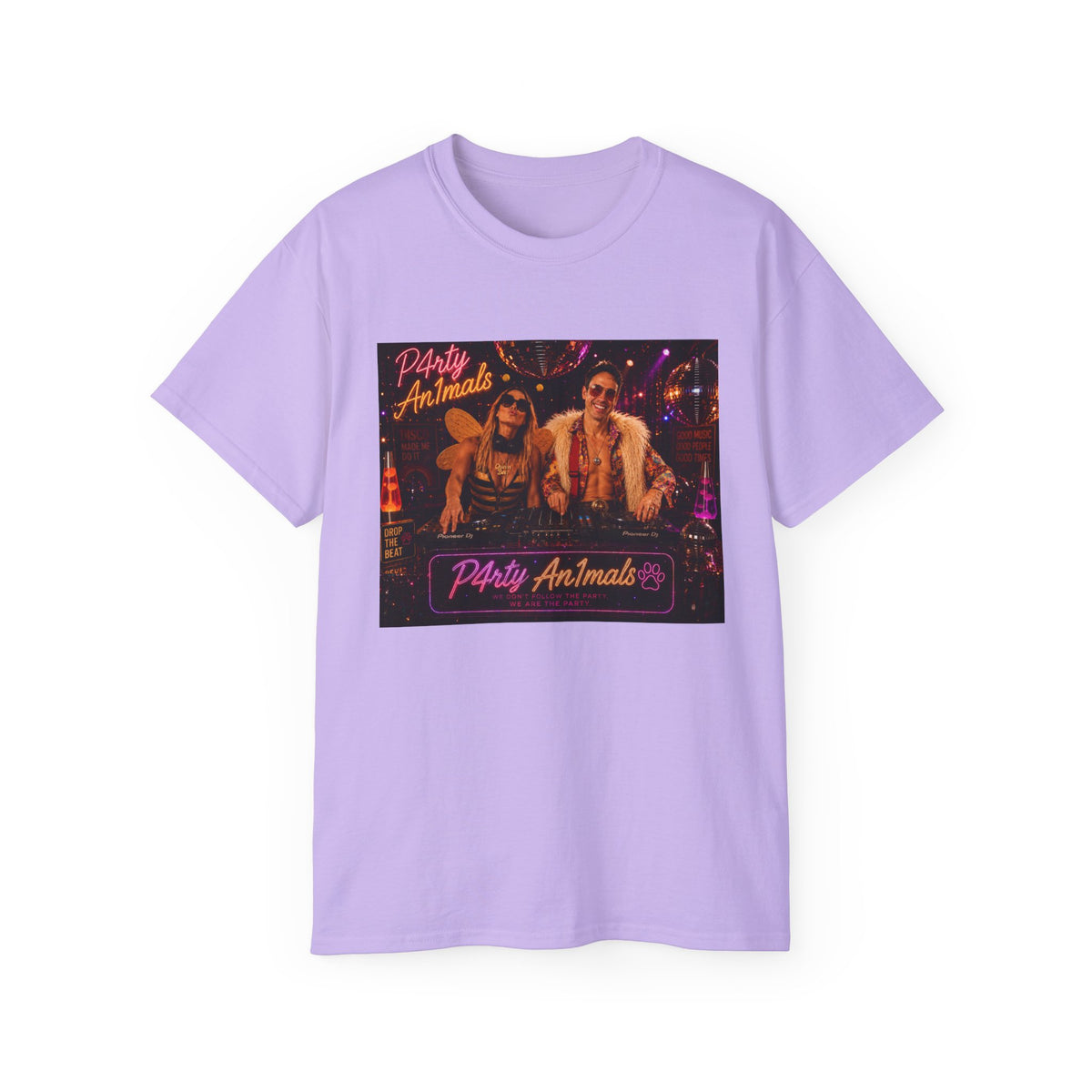 Party Animals Graphic Tee - Retro Neon Casino Night Shirt