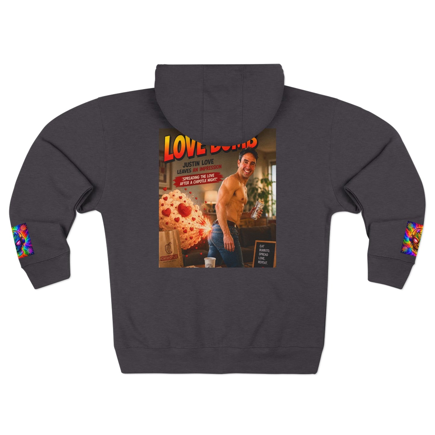 Love Bomb Retro Movie Poster Zip Hoodie