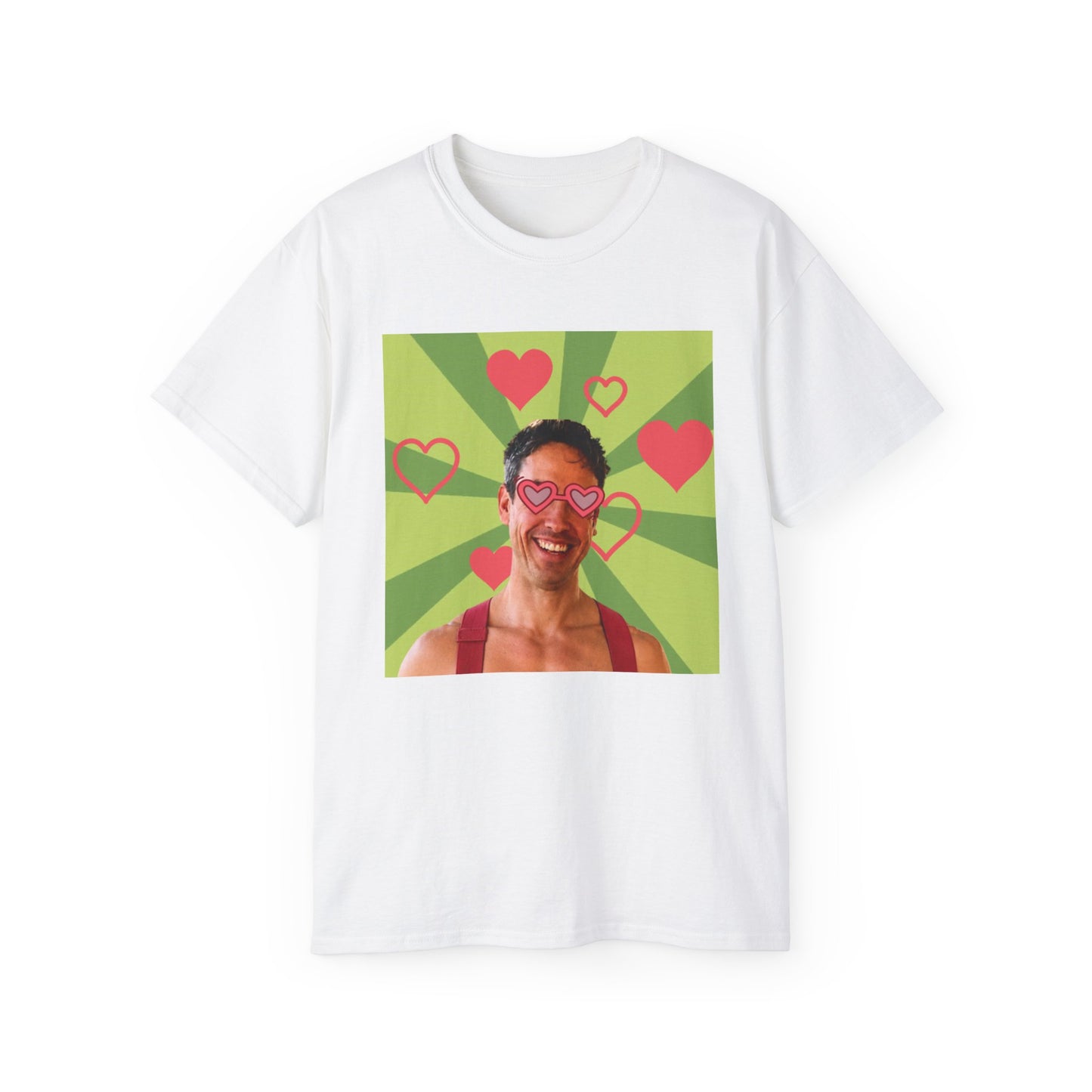 Retro Pop Art Love Tee — Heart Sunglasses Photo Graphic T-Shirt