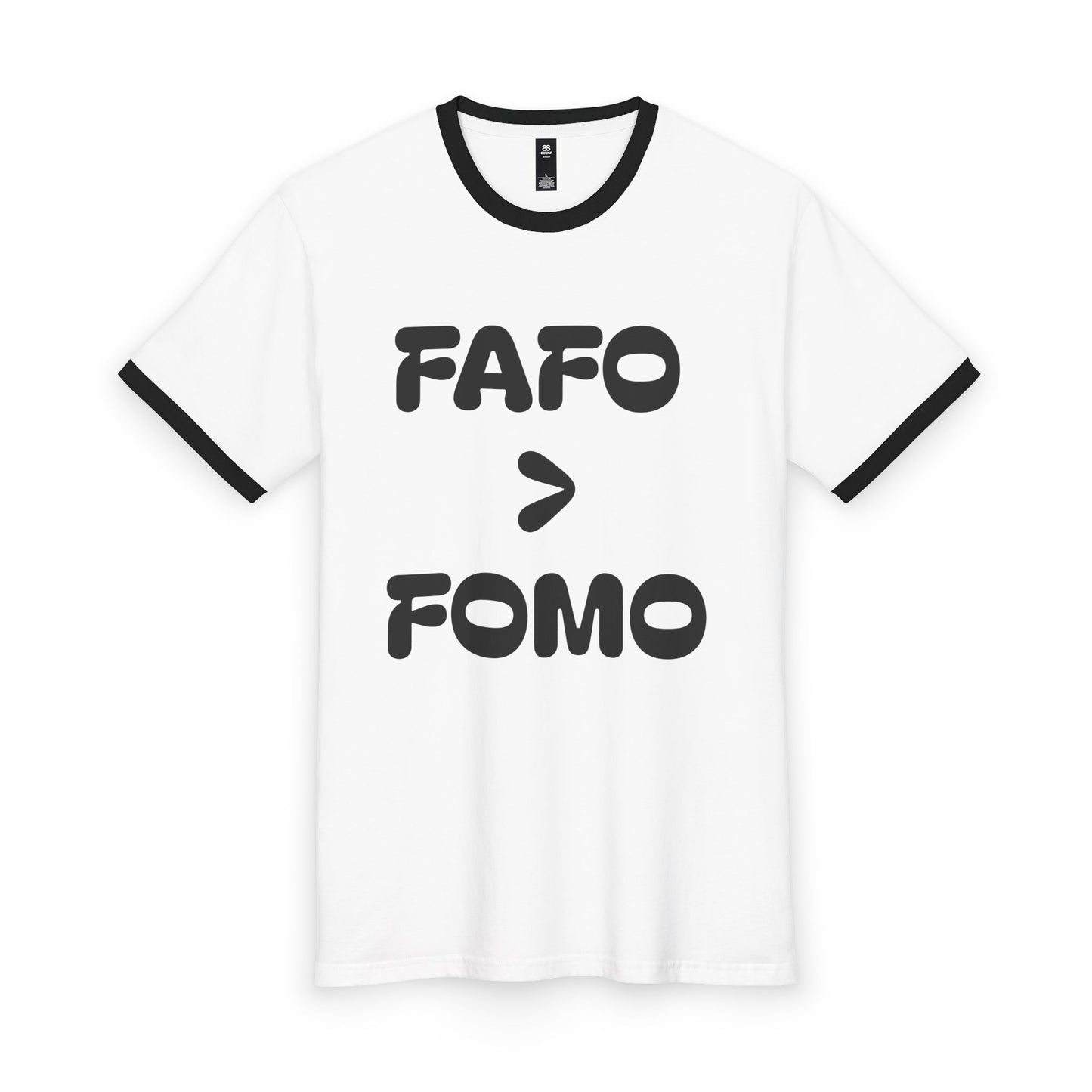 FAFO > FOMO Ringer Tee — Funny Statement Men's Graphic T‑Shirt