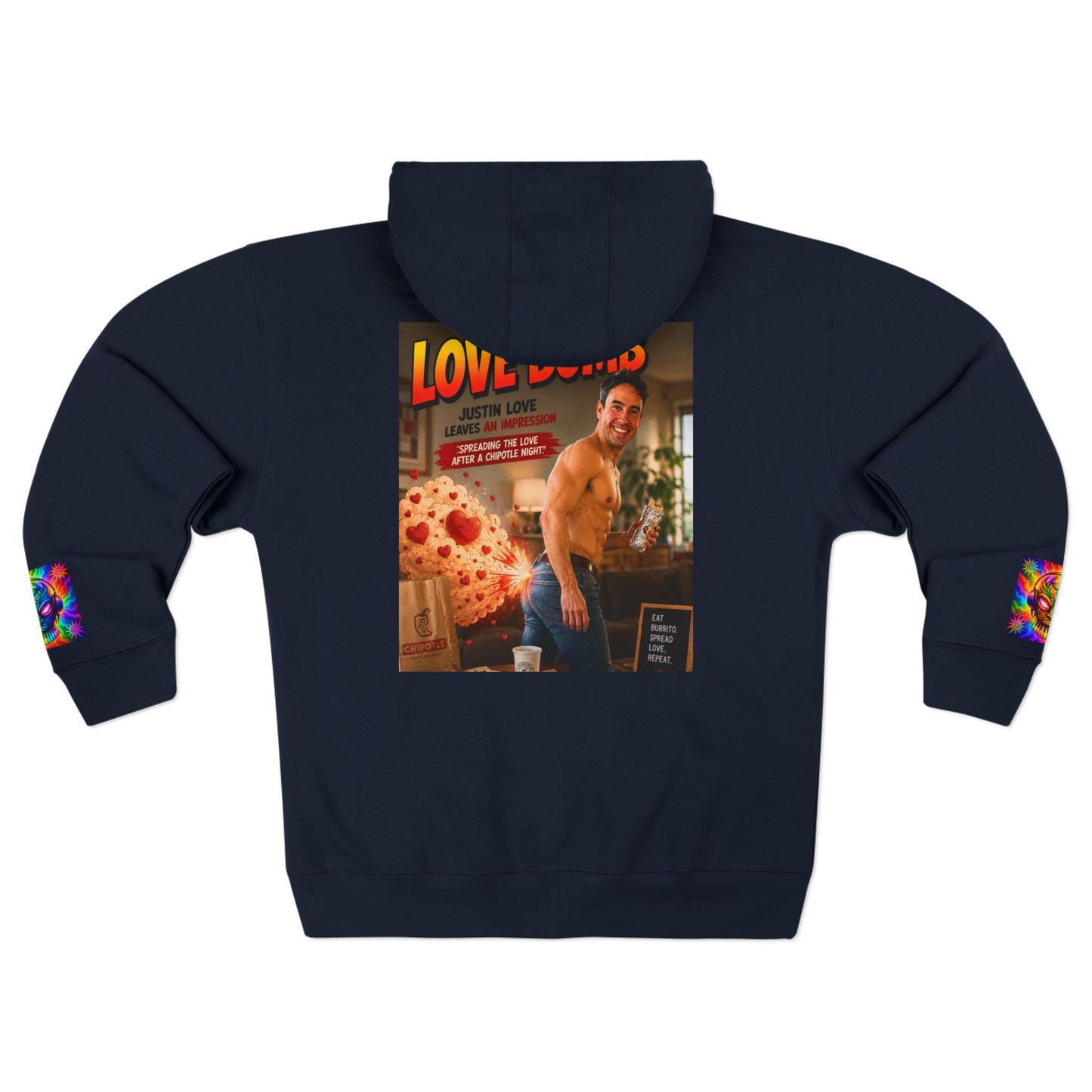 Love Bomb Retro Movie Poster Zip Hoodie