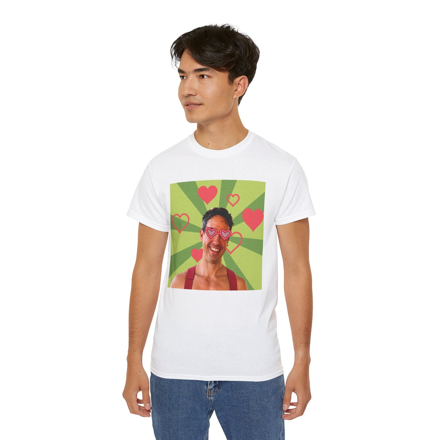 Retro Pop Art Love Tee — Heart Sunglasses Photo Graphic T-Shirt