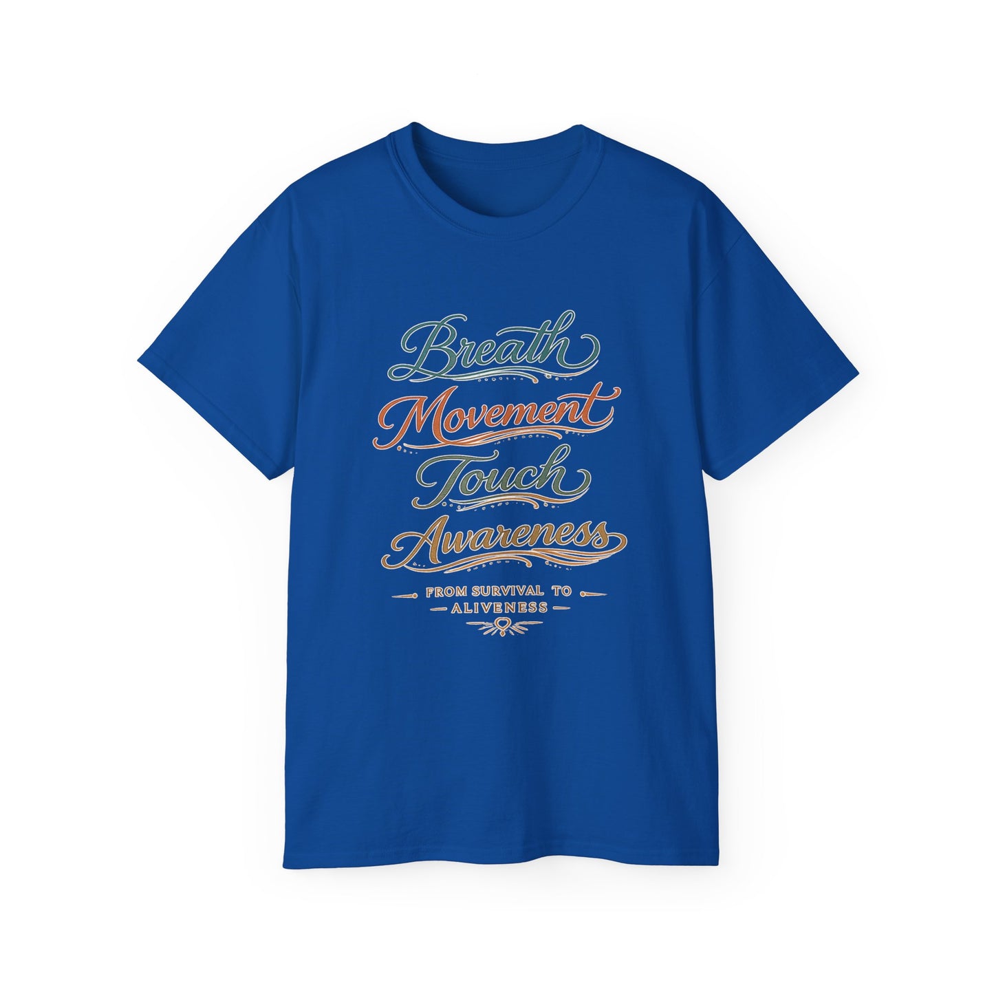 Breath Movement Touch Awareness Tee — Mindfulness Graphic T-Shirt