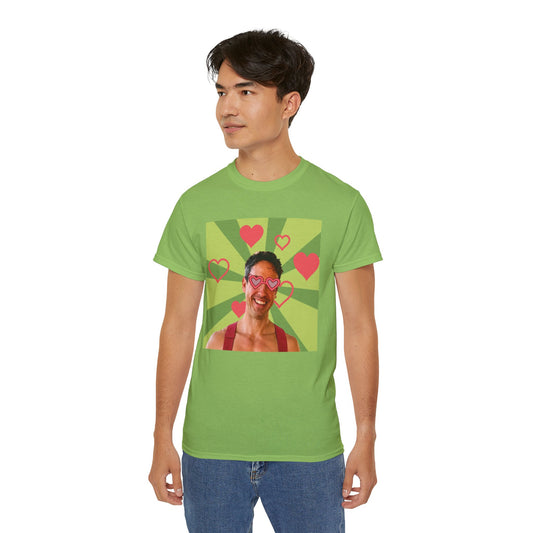 Retro Pop Art Love Tee — Heart Sunglasses Photo Graphic T-Shirt