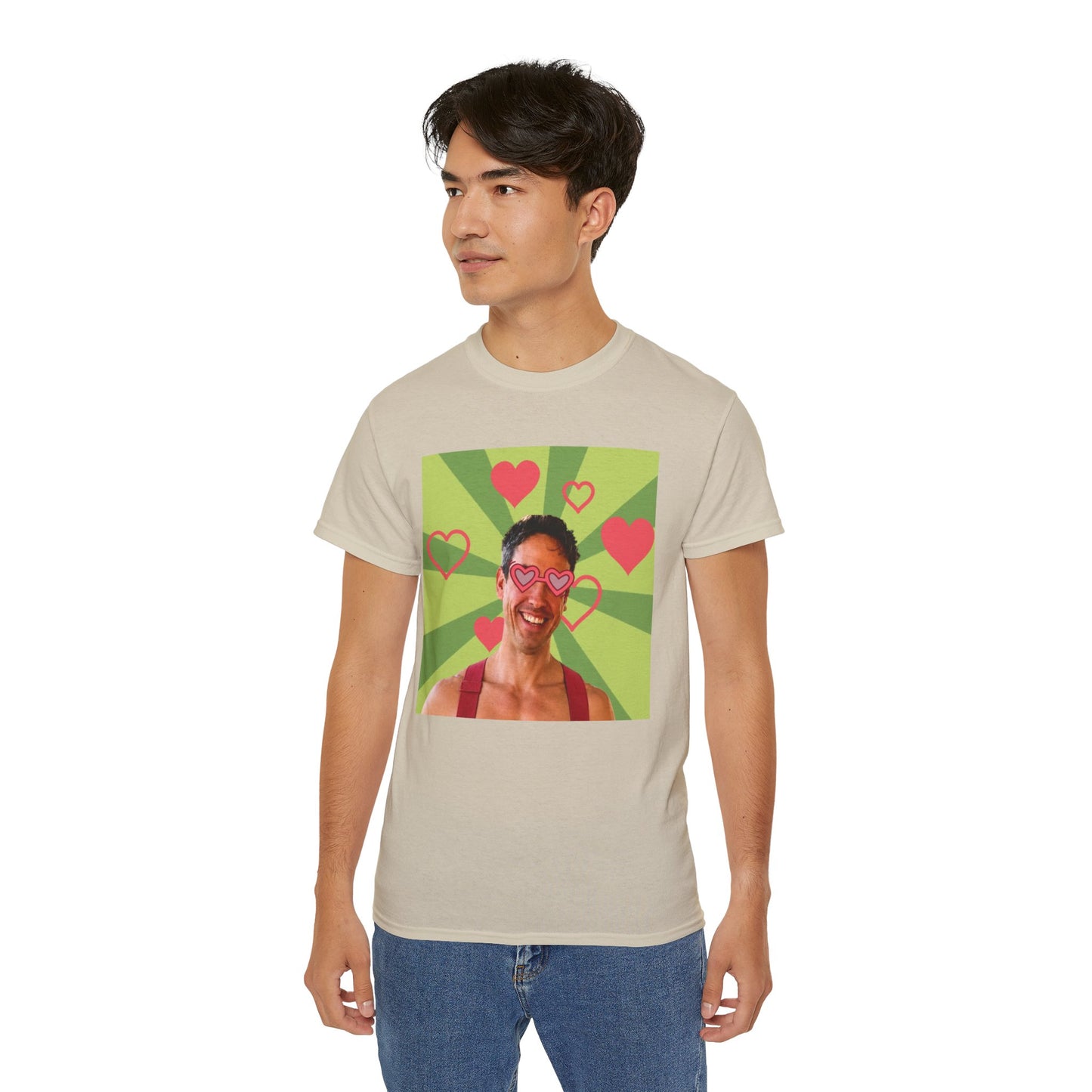 Retro Pop Art Love Tee — Heart Sunglasses Photo Graphic T-Shirt