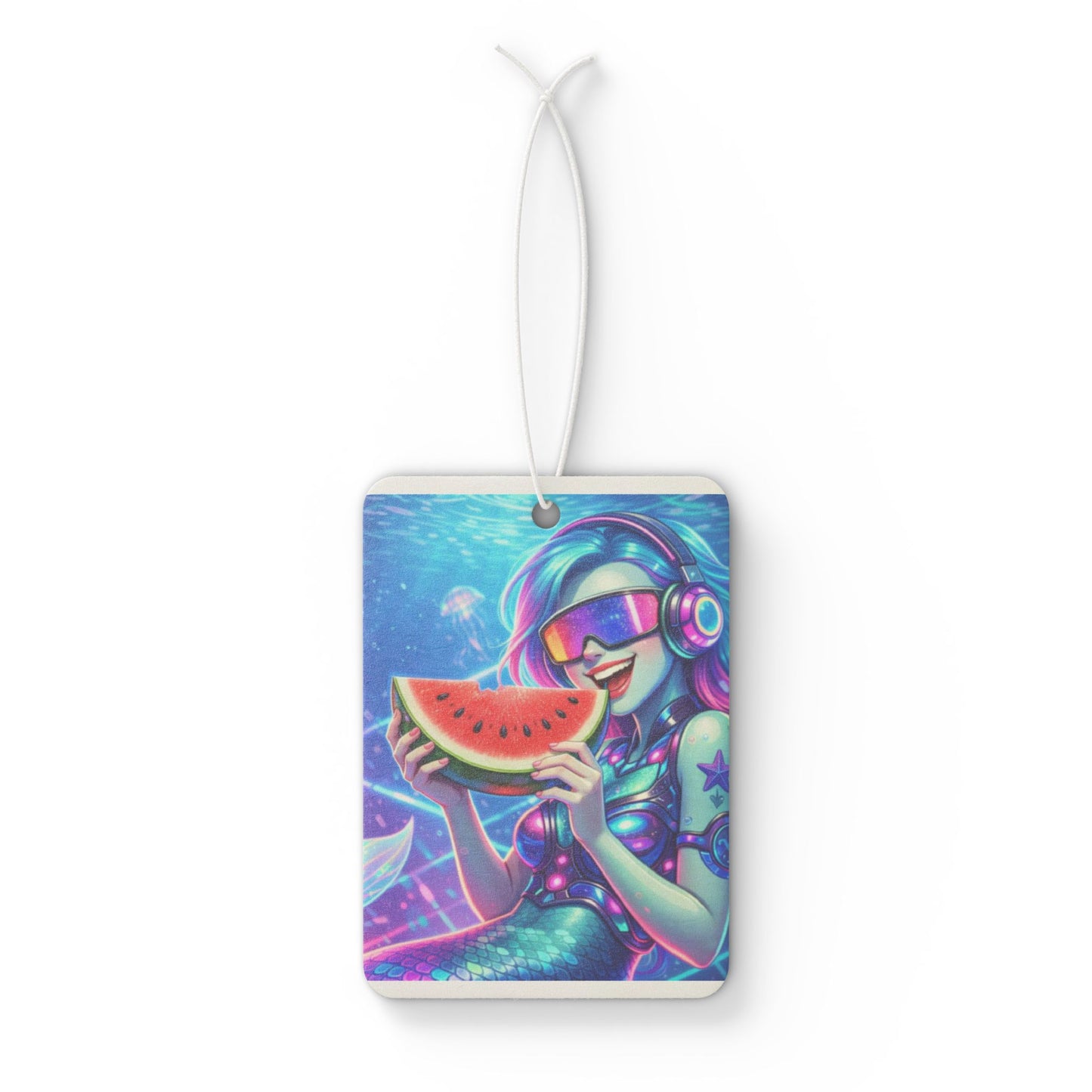 Mermaid V1bes Car Air Freshener — Neon Summer Watermelon Design