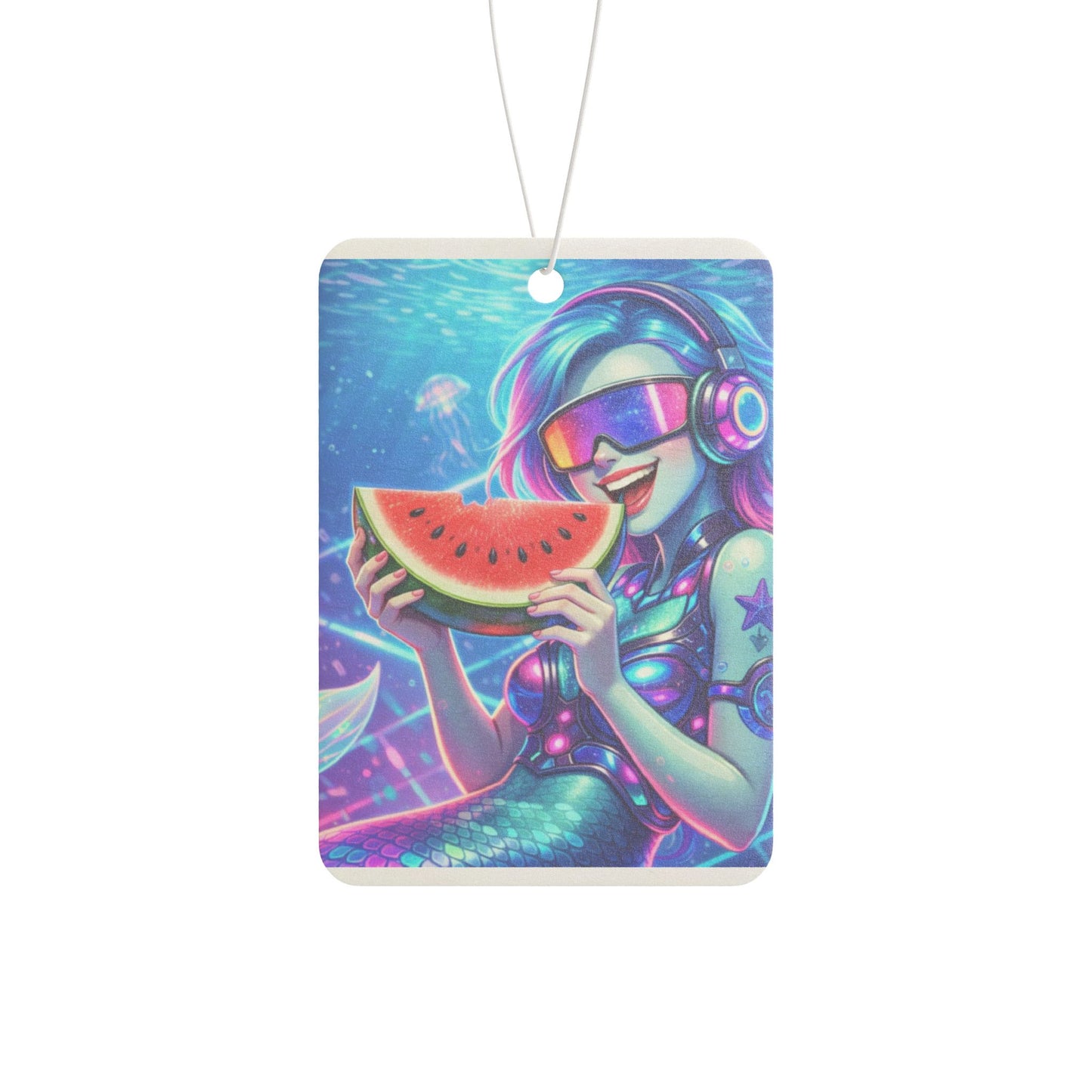 Mermaid V1bes Car Air Freshener — Neon Summer Watermelon Design