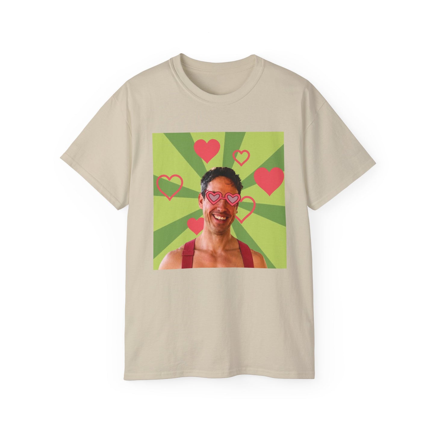 Retro Pop Art Love Tee — Heart Sunglasses Photo Graphic T-Shirt
