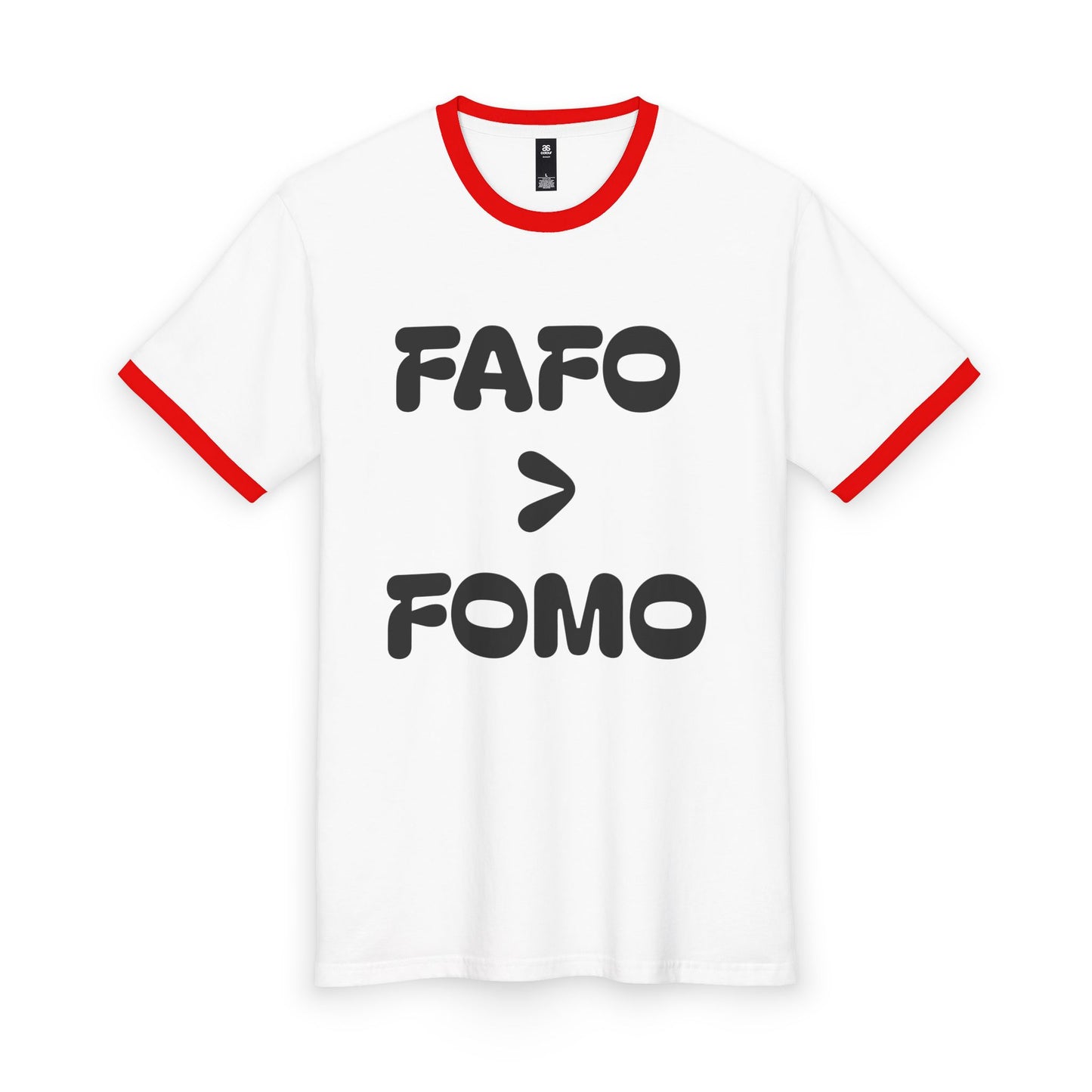 FAFO > FOMO Ringer Tee — Funny Statement Men's Graphic T‑Shirt