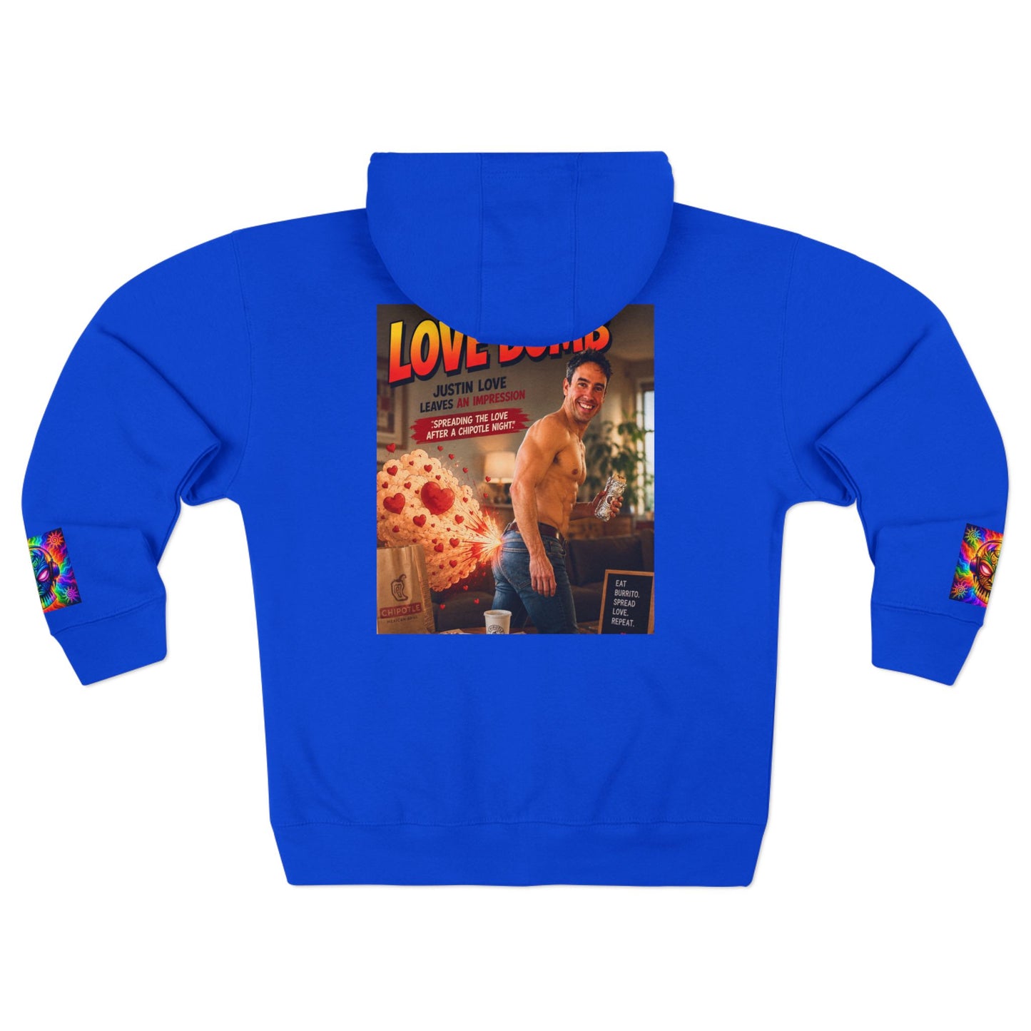 Love Bomb Retro Movie Poster Zip Hoodie