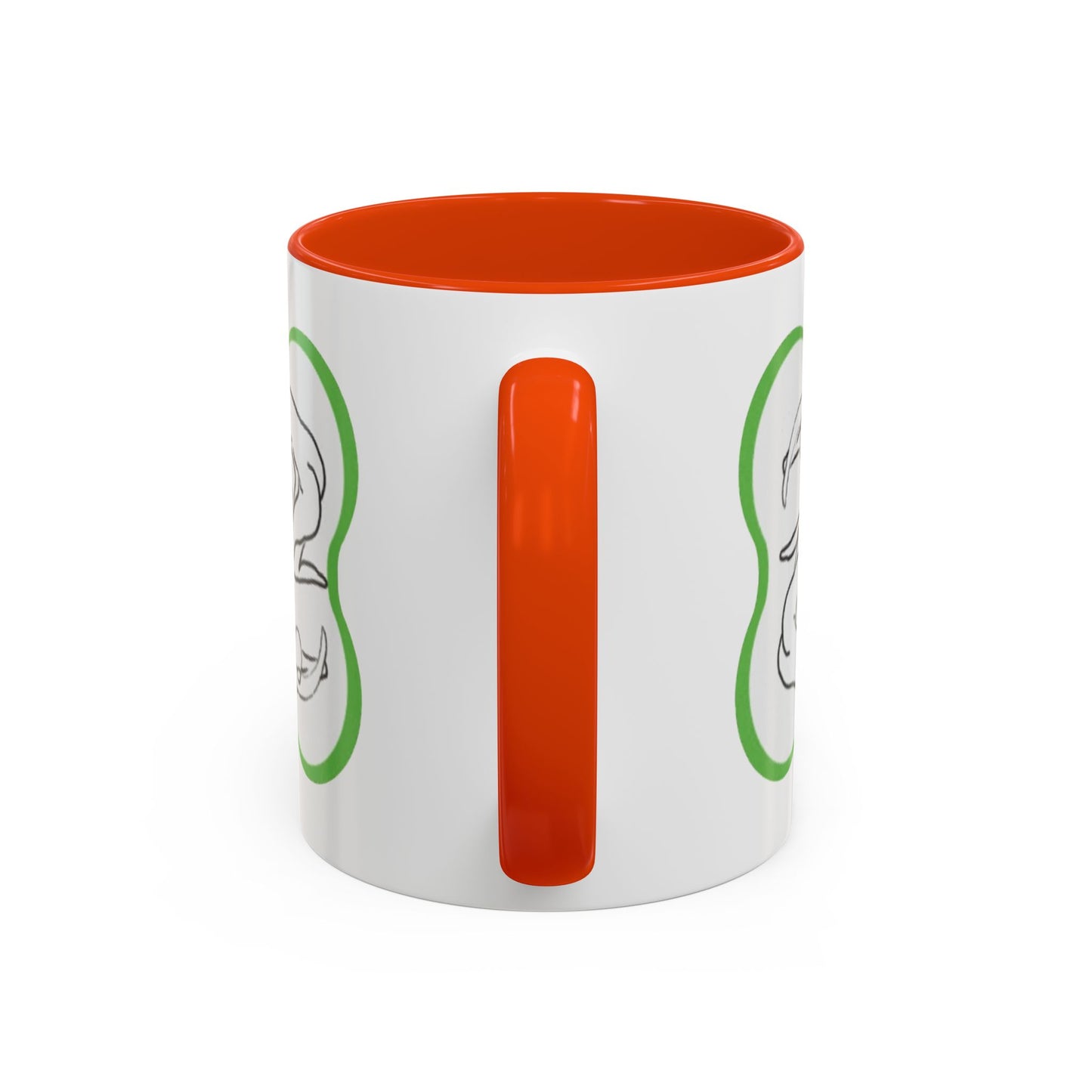 11oz/15oz Ceramic Mug — Minimal Line Art Somatic Embrace Design in Green Frame