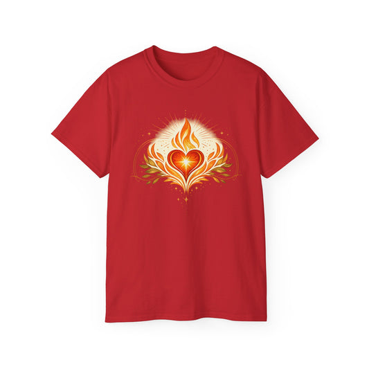 Flaming Heart Tee — Spiritual Heart Flame Graphic T-Shirt