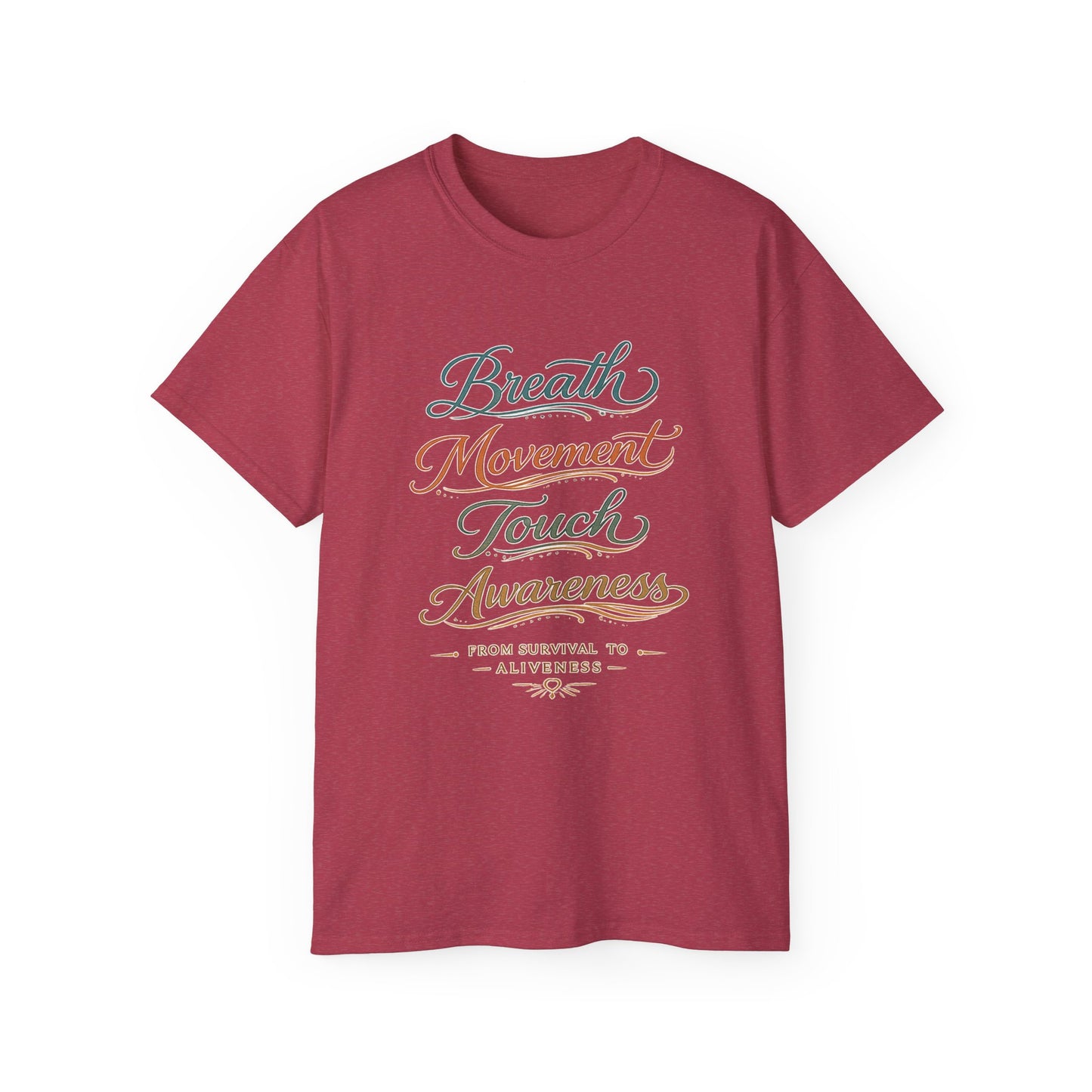 Breath Movement Touch Awareness Tee — Mindfulness Graphic T-Shirt