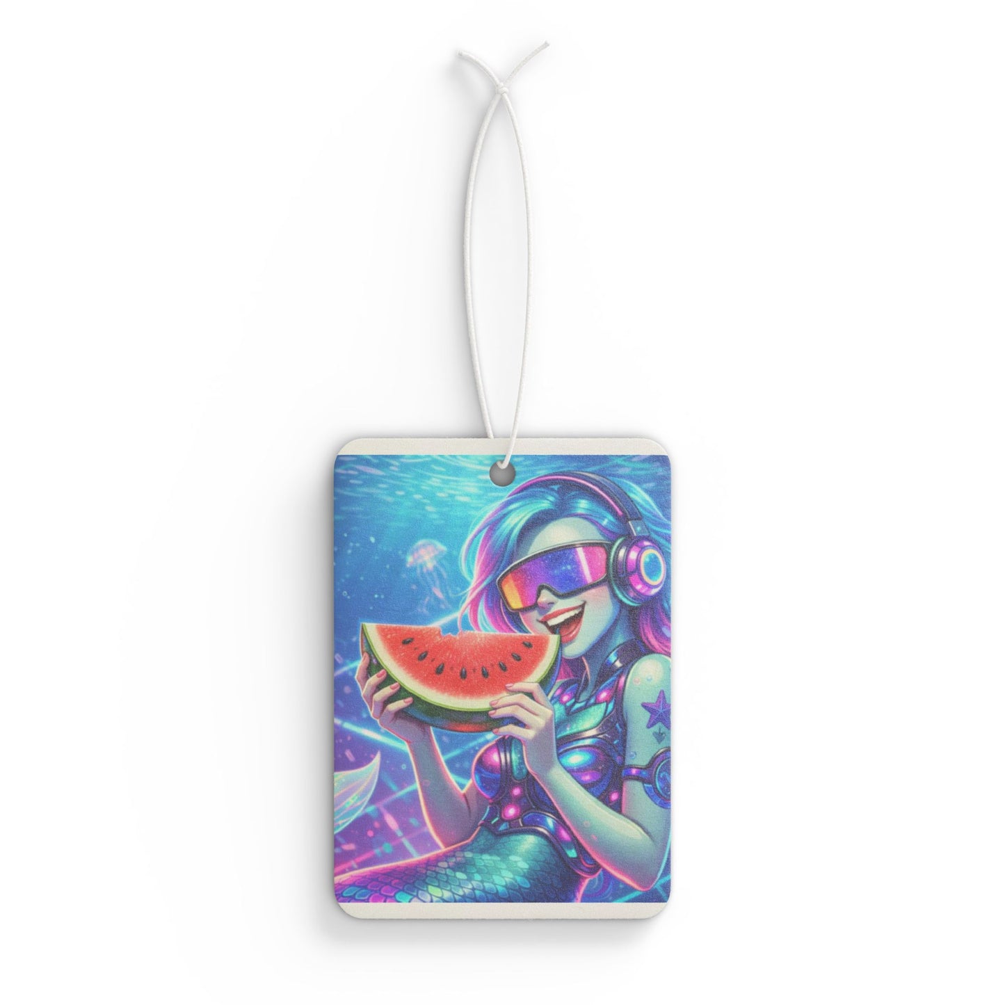 Mermaid V1bes Car Air Freshener — Neon Summer Watermelon Design