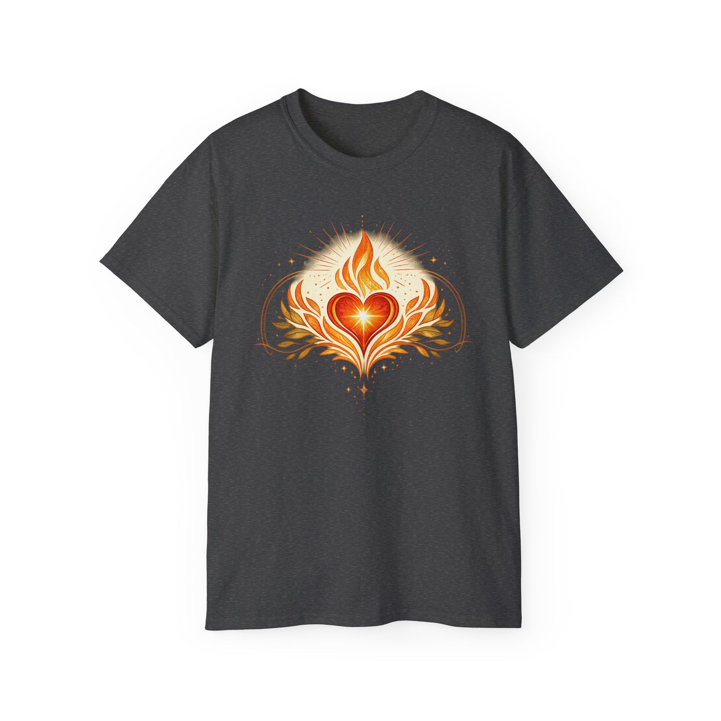 Flaming Heart Tee — Spiritual Heart Flame Graphic T-Shirt