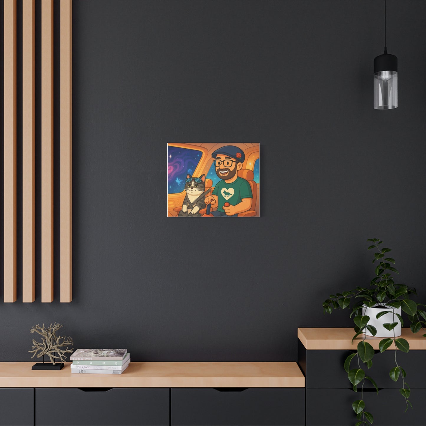 Custom Pet & Owner Portrait Canvas — Personalized Space Pilot Illustration